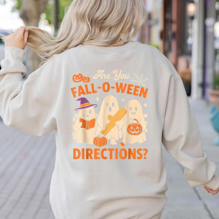 Retro Are You Fall O Ween Directions Ghost Teacher Spooky Women's Sweatshirt Back Print