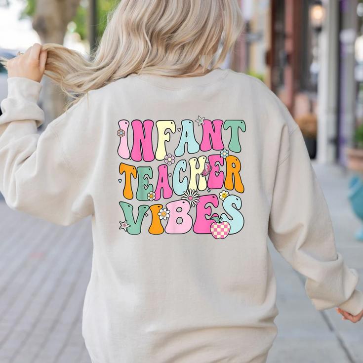 Retro Infant Teacher Vibes Women Daycare Teacher Women's Sweatshirt Back Print