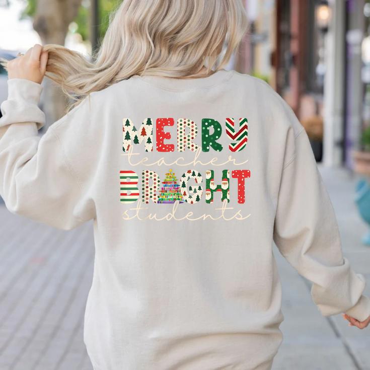 Retro Merry Teacher Bright Students Christmas Teacher Women's Sweatshirt Back Print