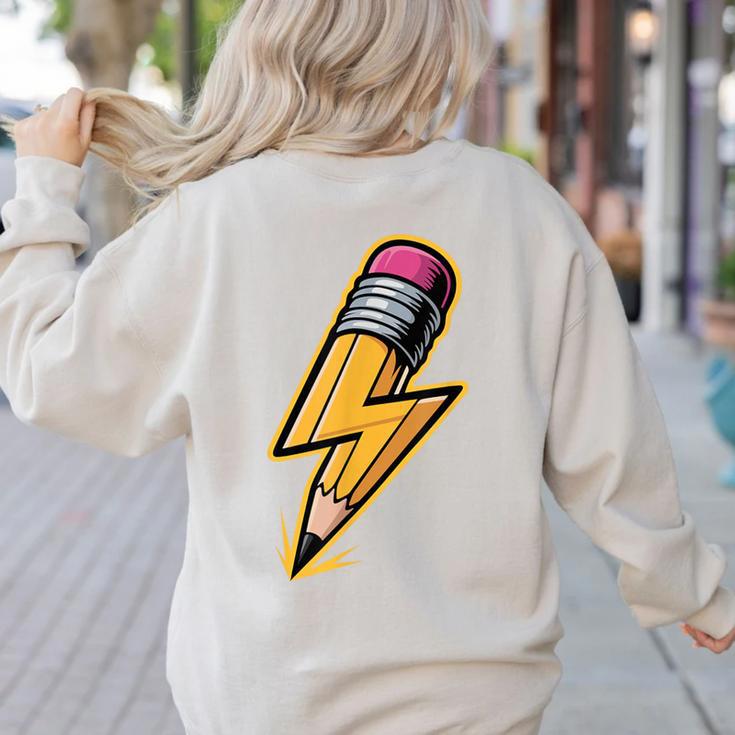 Retro Pencil Pencil Back To School Teacher Student Women's Sweatshirt Back Print