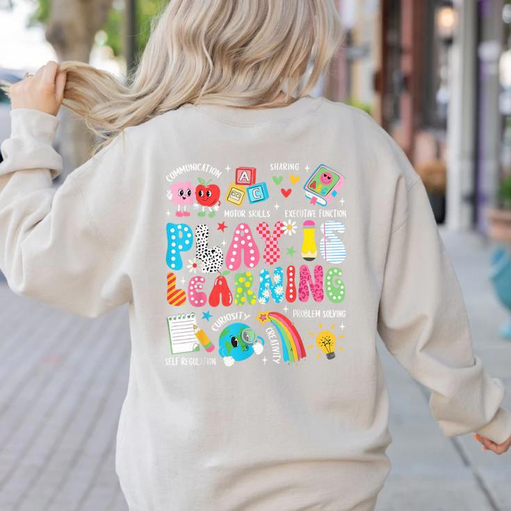 Retro Play Is Learning Kindergarten Teacher Team Women Women's Sweatshirt Back Print