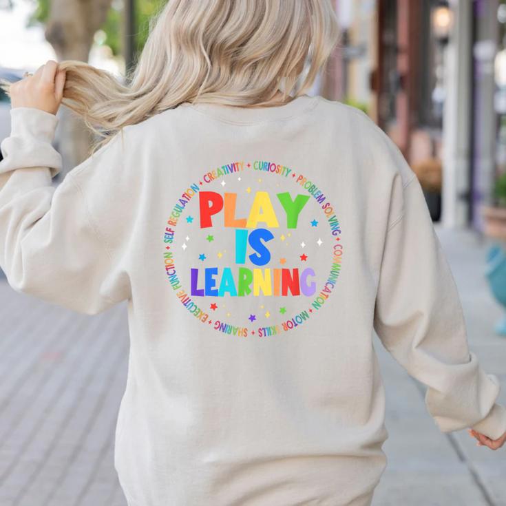 Retro Play Is Learning Teacher Back To School Women's Sweatshirt Back Print