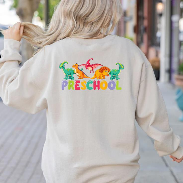 Retro Preschool Cute Dinosaur Preschool Teacher Kids Boys Women's Sweatshirt Back Print