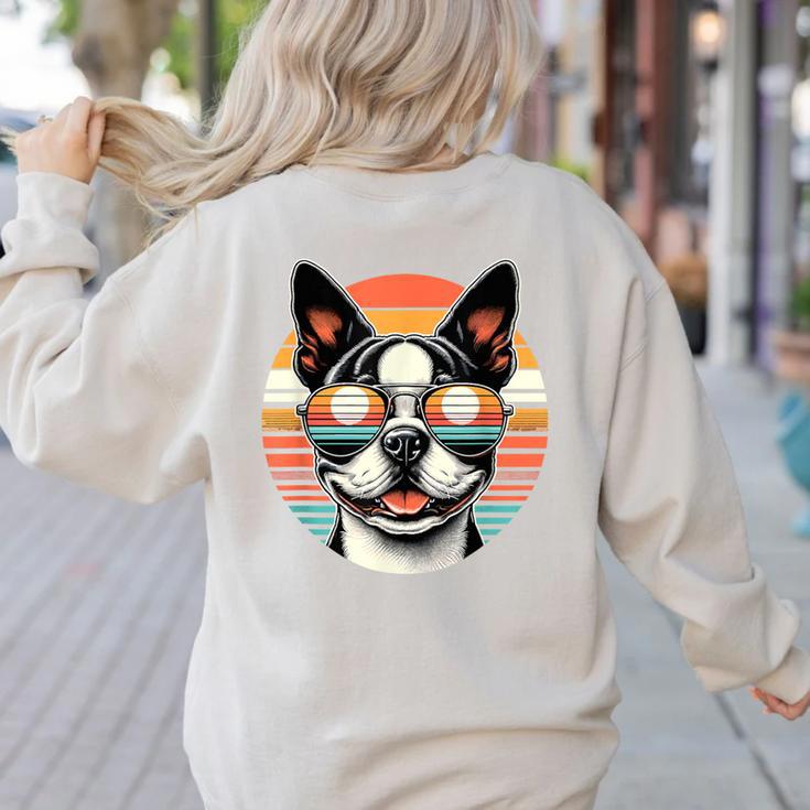 Retro Sunset Sunglasses Boston Terrier Boston Bull Bostie Women's Sweatshirt Back Print