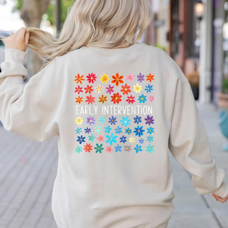 Retro Wildflower Early Intervention Teacher Interventionist Women's Sweatshirt Back Print