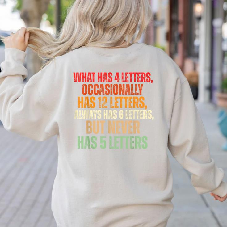 Riddle Wordplay Joke For Grammar Nerds And Teachers Women's Sweatshirt Back Print