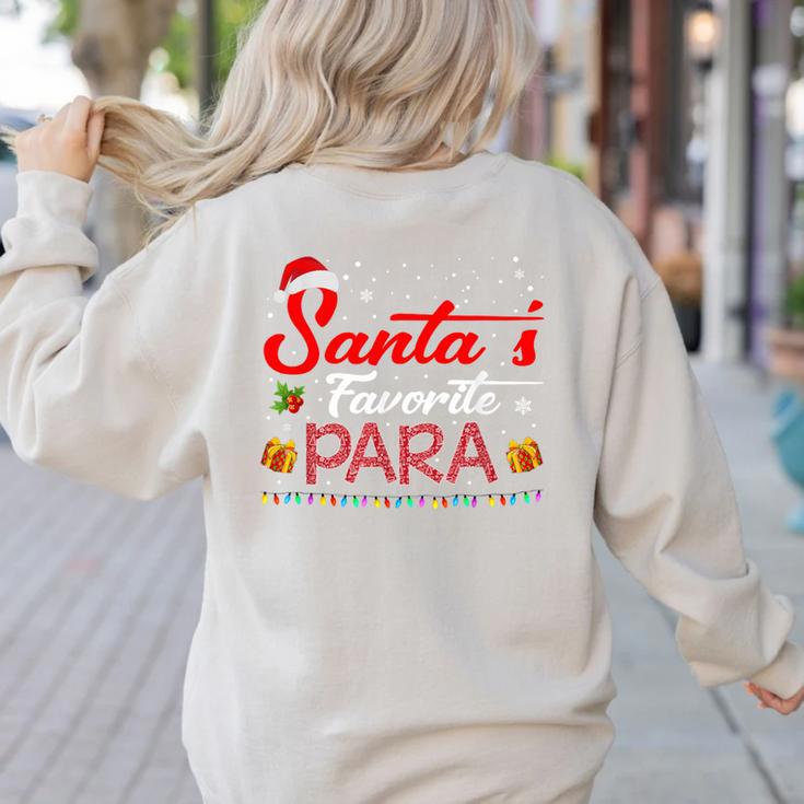 Santa's Favorite Para Christmas Paraprofessional Teacher Women's Sweatshirt Back Print