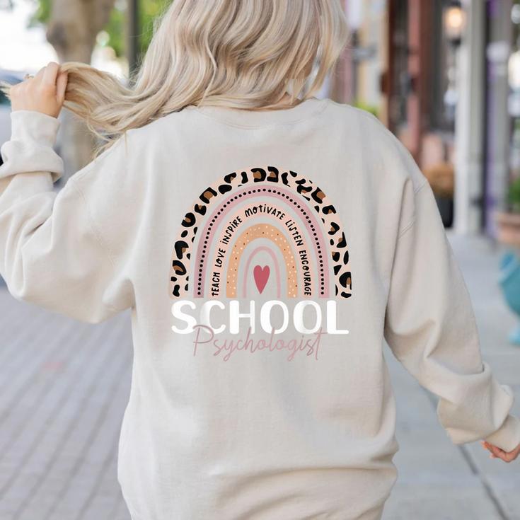 School Psych Teacher School Psychologist Leopard Rainbow Women's Sweatshirt Back Print