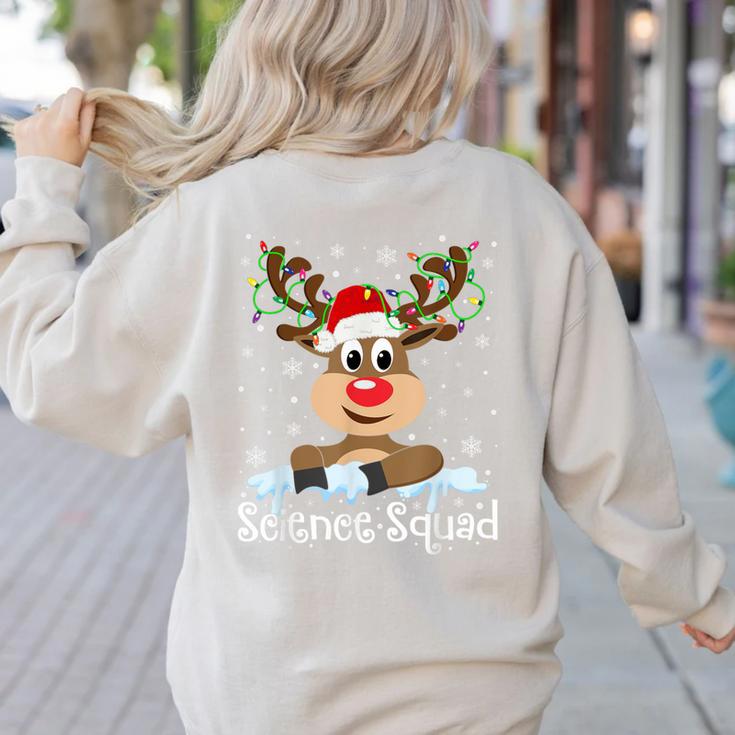 Science Teacher Squad Reindeer Christmas Teacher Xmas Lights For Men Women Women's Sweatshirt Back Print