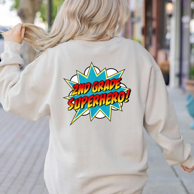 Second Grade Superhero Teacher Student 2nd Grade Comic Retro Women's Sweatshirt Back Print
