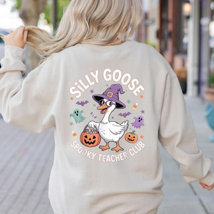 Silly Goose Spooky Teacher Club Halloween Witch Ghost Women's Sweatshirt Back Print