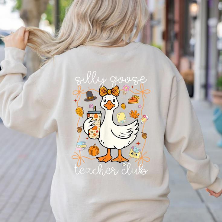 Silly Goose Teachers Club Cozy Fall Teacher Women's Sweatshirt Back Print