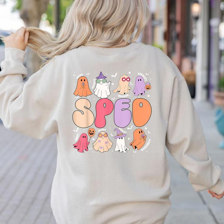 Special Education Teacher Ghosts Halloween SPED Teacher Women's Sweatshirt Back Print