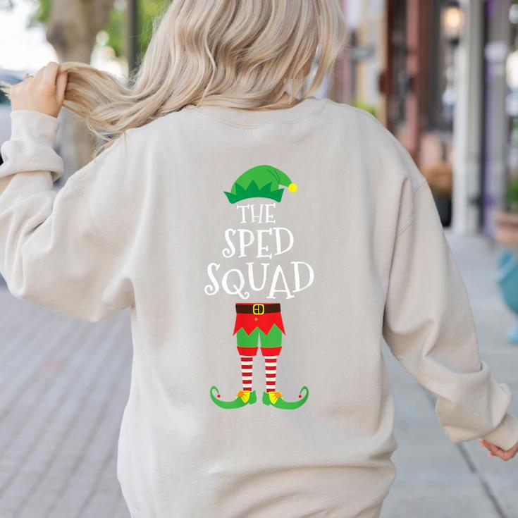 SPED Squad Elf Teacher Matching Christmas Party Pajama Women's Sweatshirt Back Print