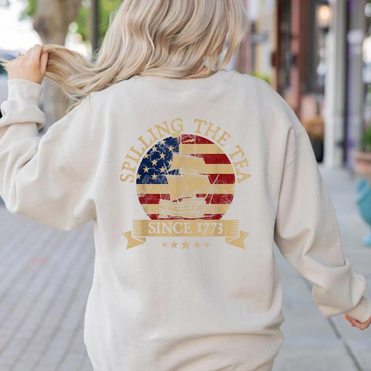 Spilling The Tea Since 1773 Vintage Us History Teacher Women's Sweatshirt Back Print