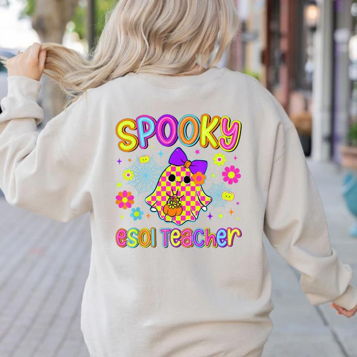 Spooky ESOL Teacher Halloween ESOL Teaching Coquette Women's Sweatshirt Back Print