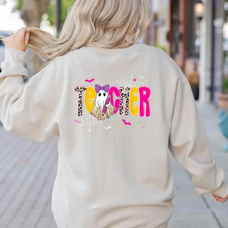 Spooky Halloween Teacher Para Counselor SPED Preppy Boo Kids Women's Sweatshirt Back Print