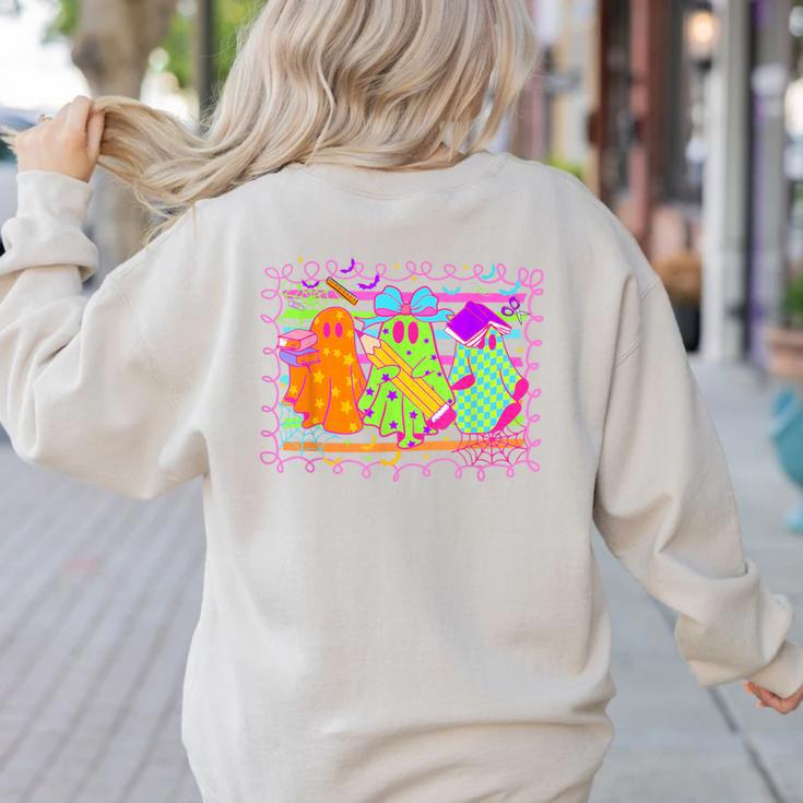 Spooky Teacher Halloween Ghost Fall Autumn Season Women Women's Sweatshirt Back Print