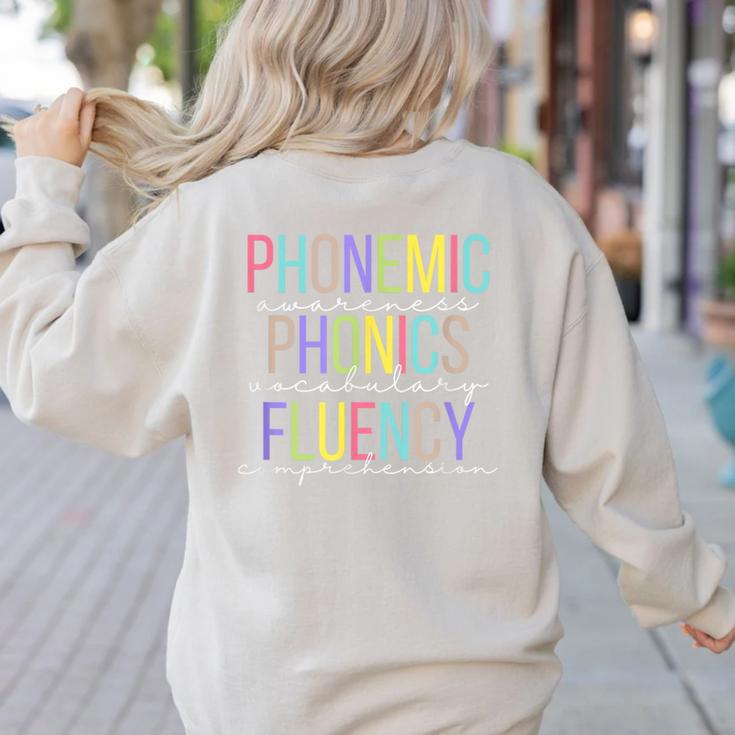 Spring Easter Reading Teacher Science Of Reading Women's Sweatshirt Back Print