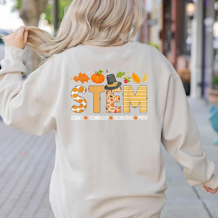 STEM Teacher Thanksgiving Grateful Educator Science Class Women's Sweatshirt Back Print