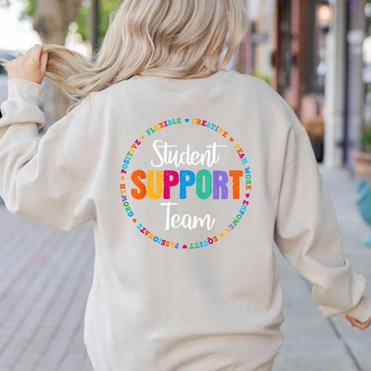 Student Support Team Counselor Social Worker Teacher Crew Women's Sweatshirt Back Print