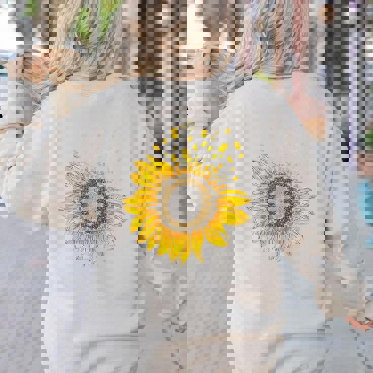 Sunflower Puzzle Pieces Autism Awareness For Mom Teacher For Women Women&#x27;s Sweatshirt Back Print