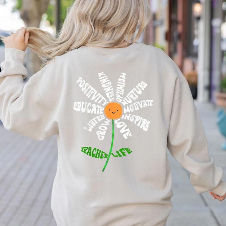 Teach Love Inspire Teachers Inspirational Flower Teachers Women's Sweatshirt Back Print