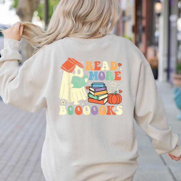 Teacher Halloween Cute Booooks Ghost Read More Books Women's Sweatshirt Back Print