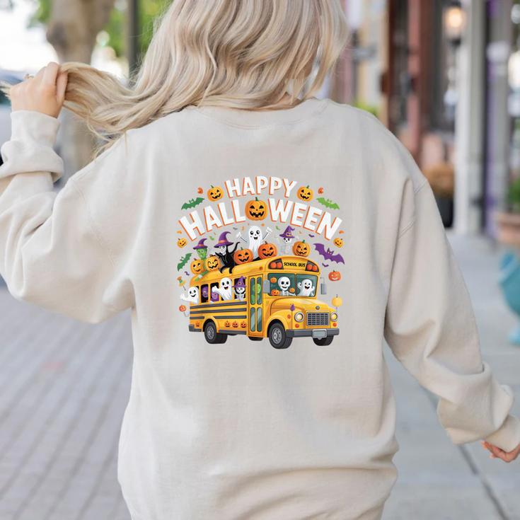 Teacher Halloween School Bus Driver Cute Ghost Witch Party Women's Sweatshirt Back Print