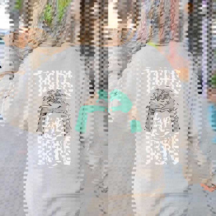 Teacher Halloween Shirt Women Men Teachers Love Brains Women&#x27;s Sweatshirt Back Print