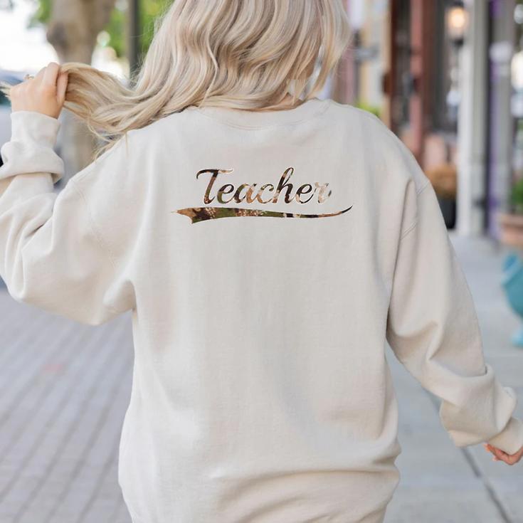 Teacher Teaching Camouflage Vintage Inspired Distressed Camo For Men Women Women's Sweatshirt Back Print