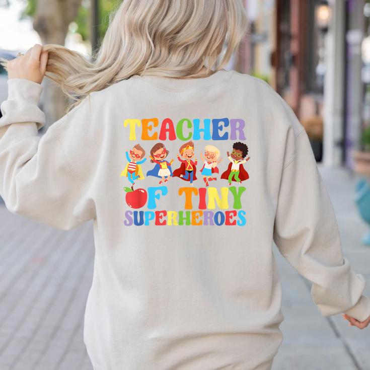 Teacher Of Tiny Superheroes Teach 100th Day Of School Women's Sweatshirt Back Print