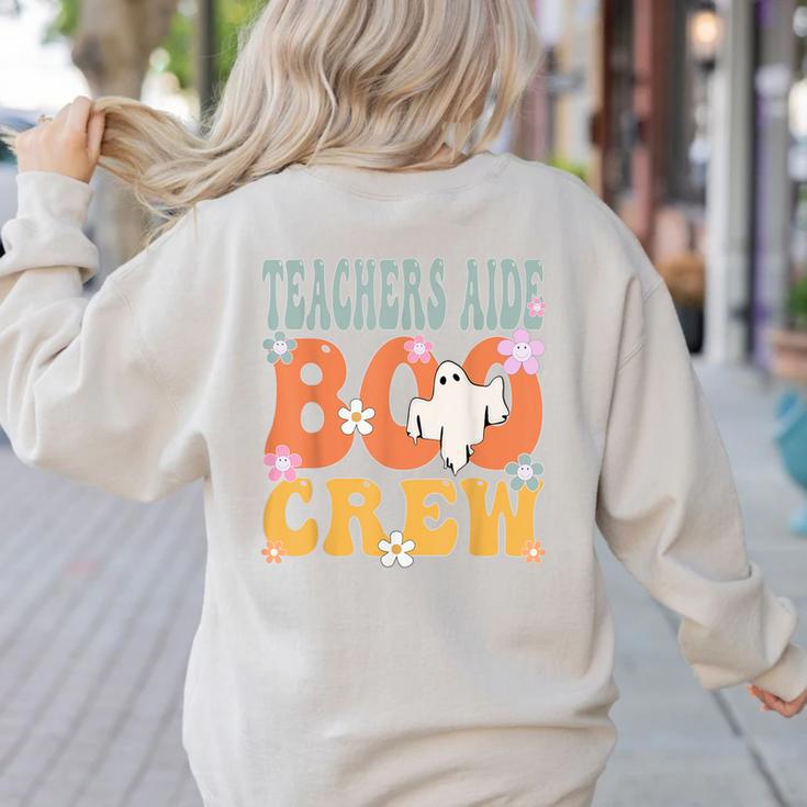 Teachers Aide Boo Crew Ghost Groovy Halloween For Women Women's Sweatshirt Back Print