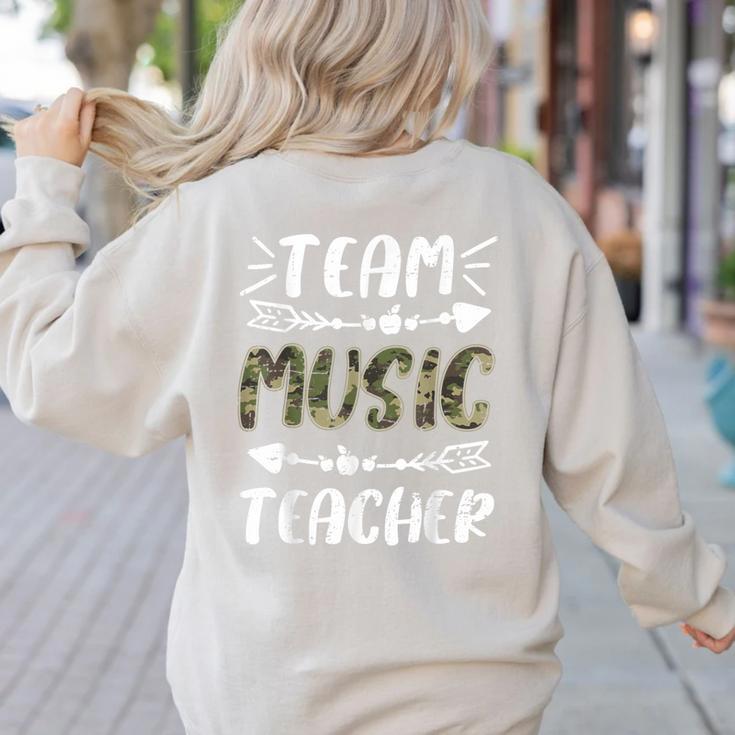 Team Music Teacher Camo Teacher Student Back To School Women's Sweatshirt Back Print