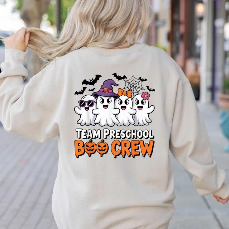 Team Preschool Boo Crew Halloween Teacher Student Costume Women's Sweatshirt Back Print