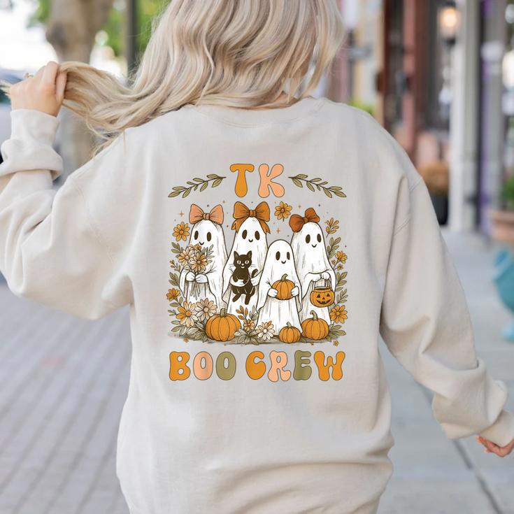 TK Boo Crew Preppy Halloween Floral Ghost TK Teacher Team TK Women's Sweatshirt Back Print