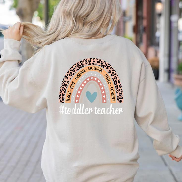 Toddler Teacher Rainbow Leopard Infant Teacher Men Women Women's Sweatshirt Back Print