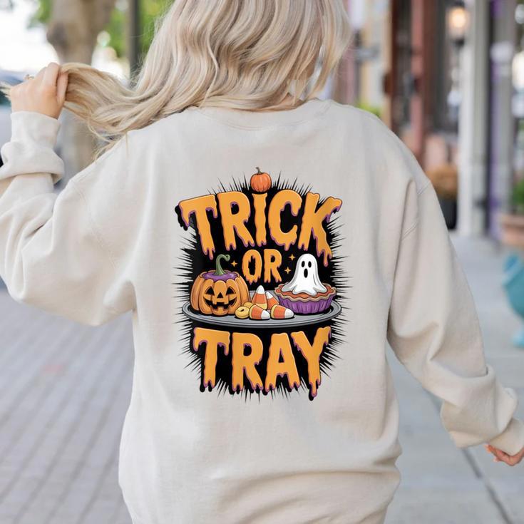 Trick Or Tray Halloween Cafeteria Teacher School Women's Sweatshirt Back Print