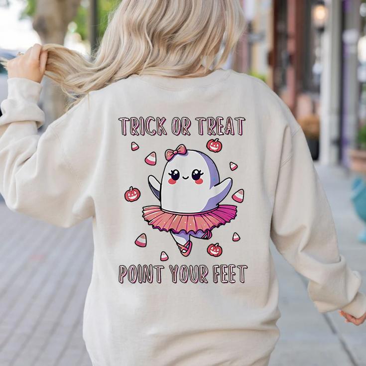 Trick Or Treat Point Your Feet Halloween Ghost Dance Teacher Women's Sweatshirt Back Print