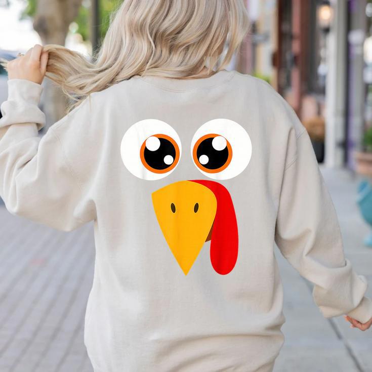 Turkey Face Halloween Costume Thanksgiving Teacher Nurse Women's Sweatshirt Back Print
