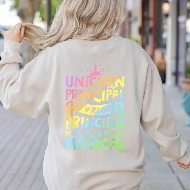 Unicorn Principal Back To School Teacher Appreciation Women's Sweatshirt Back Print