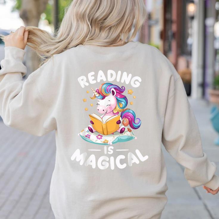 Unicorn Teacher Reading Is Magical Book Women's Sweatshirt Back Print