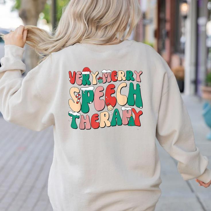 Verry Merry Speech Language Pathologist Teacher Christmas Women's Sweatshirt Back Print