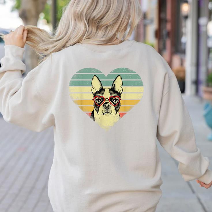 Vintage American Boston Terrier Lovers Valentine's Day Women's Sweatshirt Back Print