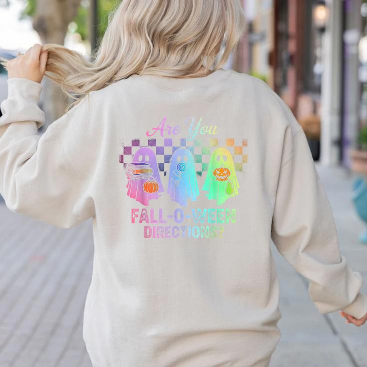 Vintage Are You Fall O Ween Directions Teacher Halloween Women's Sweatshirt Back Print