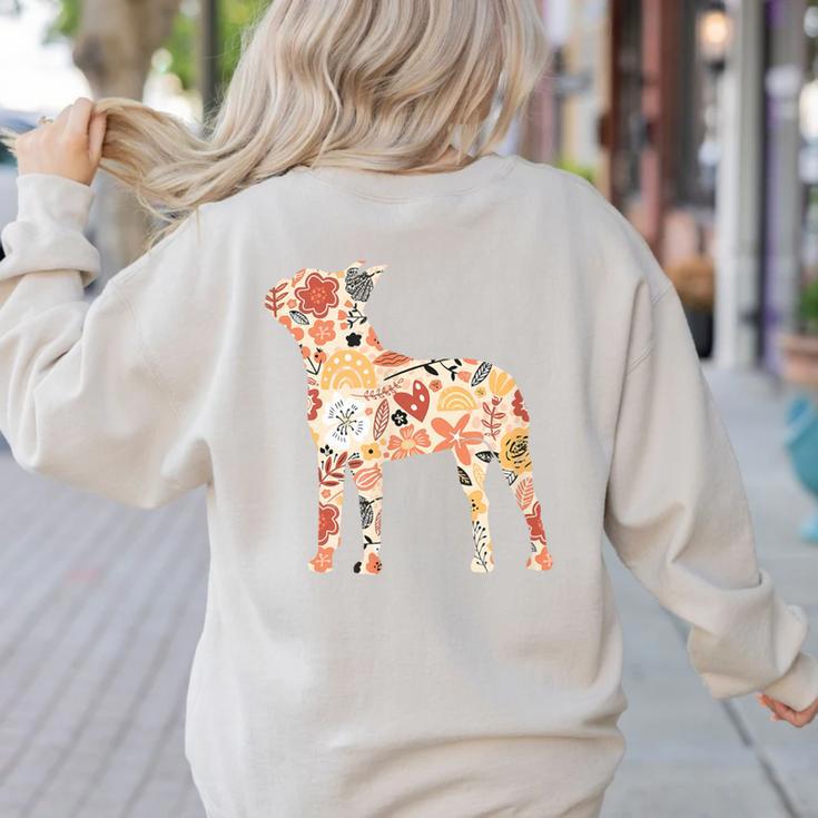 Vintage Floral Boston Terrier For Dog Lover Women's Sweatshirt Back Print
