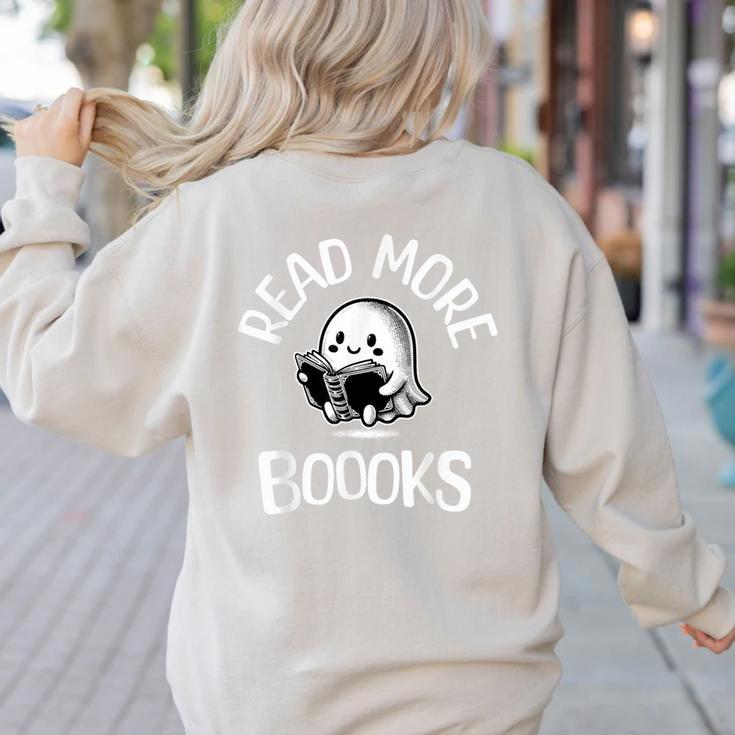 Vintage Halloween Teacher Women Reading Read More Books Women's Sweatshirt Back Print