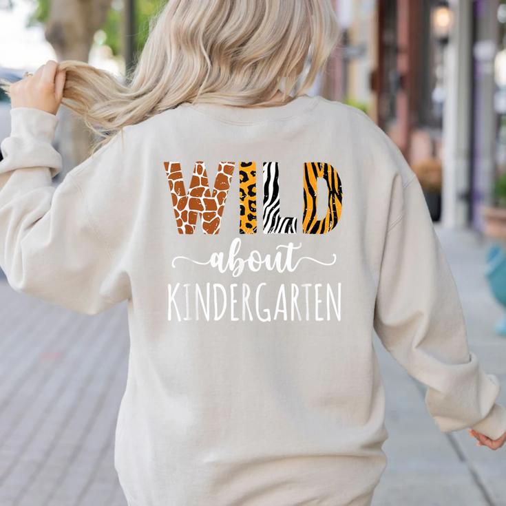 Wild About Kindergarten Teacher Leopard Print Women's Sweatshirt Back Print