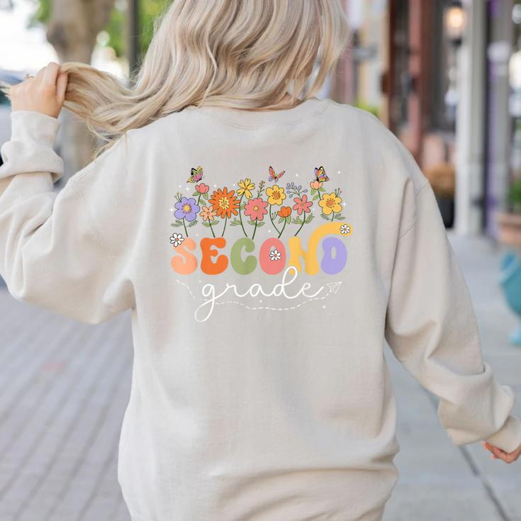 2nd Second Grade Teacher Wildflower Back To School Floral Women's Sweatshirt Back Print