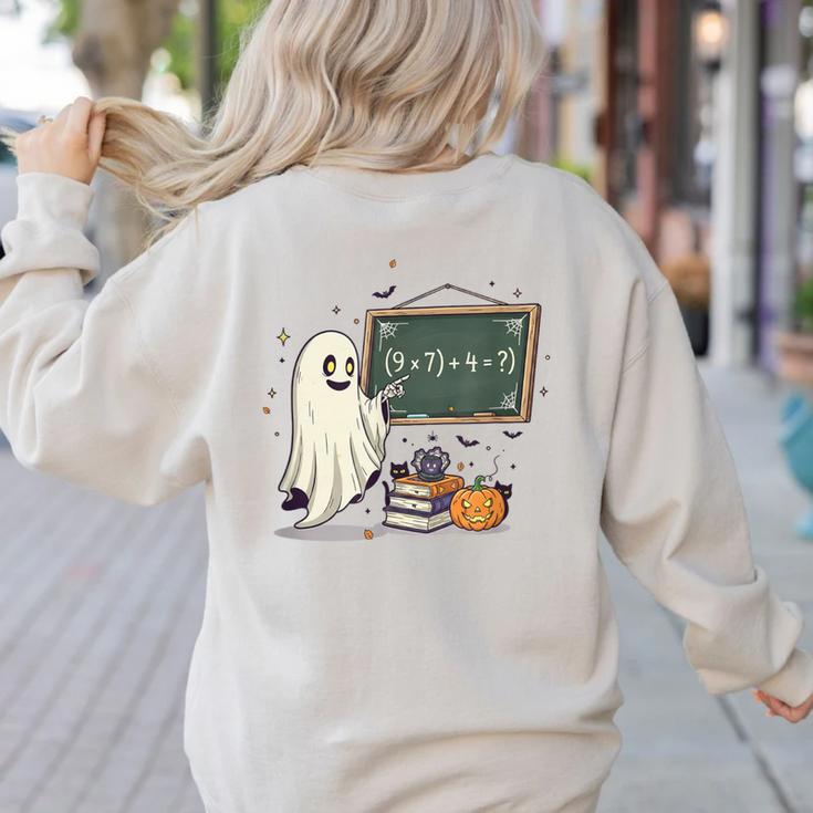 67 Teacher Halloween Ghost Six Seven Meme Math Joke Women's Sweatshirt Back Print